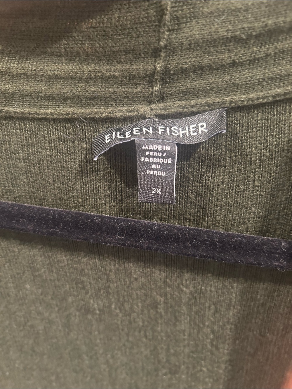 Eileen Fisher Olive Ribbed Knit Cardigan/Duster